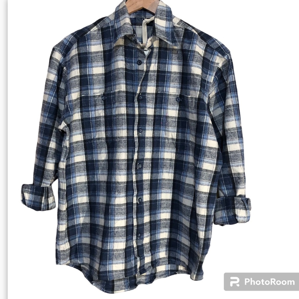 Urban renewal reworked vintage plaid flannel shacket